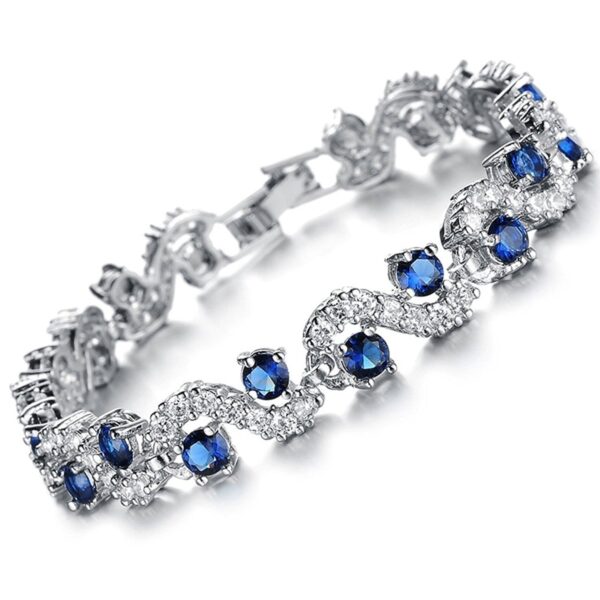Shining Diva Fashion Royal Blue Crystal CZ Silver Plated Stylish Bracelet Gift for Girls Women(9576b) - Image 3