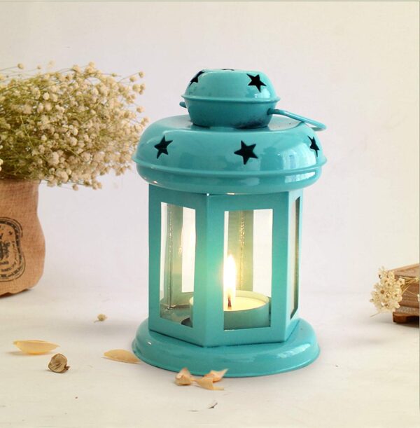 TIED RIBBONS Set of 2 Hanging Lantern Tealight Candle Holder for Dining Table Home Decorations - Diwali Decorations Items for Home Decor (Yellow and Blue) - Diwali Decor - Diwali Gifts - Image 5