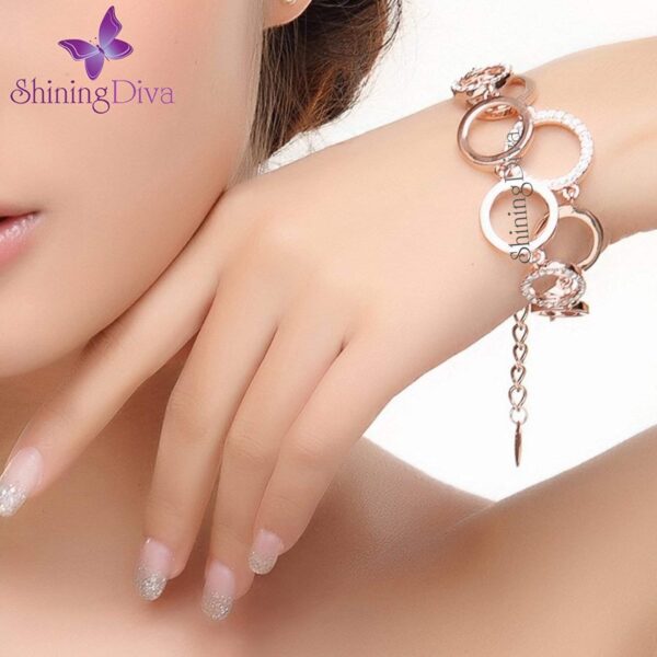Shining Diva Fashion Latest Collection Gold Plated Combo of 2 Bracelet for Women and Girls (Rose Gold) (cmb285_8306b_9556b) - Image 3