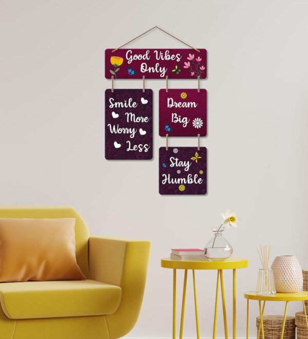 Art Vibes Decorative Wall Art Mdf Wooden Hanger For Living Room | Good Vibes Only | Bedroom | Home Decor | Office | Gift | Quotes Item | Wall Hanging For House Decoration | Wall Art(Wh_6502N) - Image 5