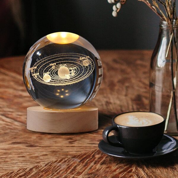 SHOPOGENIX Solar System Crystal Ball Night Light,Glass Ball Night LED Lamp with USB Powered 2.36 Inch Wooden Base Colorful Crystal Ball for Gifts Men,Women,Kids,Boys,Girls (Solar System) - Image 6
