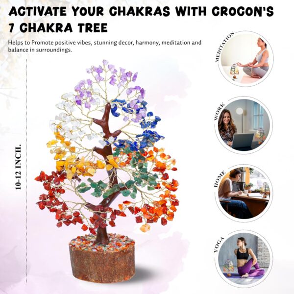 Crocon Seven Chakra Tree Of Life For Positive Energy - Feng Shui Decor, Fake Bonsai, Crystals And Healing Stones, Money Tree, Room Decor 7 Chakra, Stone, Healing Crystals, Spiritual Gifts - Image 3