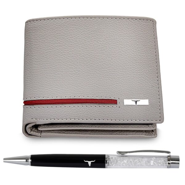URBAN FOREST Stag Sand/Red Leather Wallet & Pen Combo Gift Set for Men - Image 9