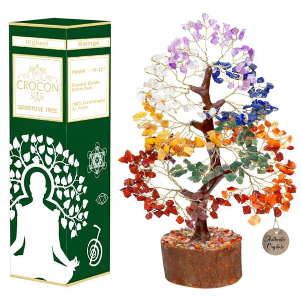 Crocon Seven Chakra Tree Of Life For Positive Energy - Feng Shui Decor, Fake Bonsai, Crystals And Healing Stones, Money Tree, Room Decor 7 Chakra, Stone, Healing Crystals, Spiritual Gifts - Image 2