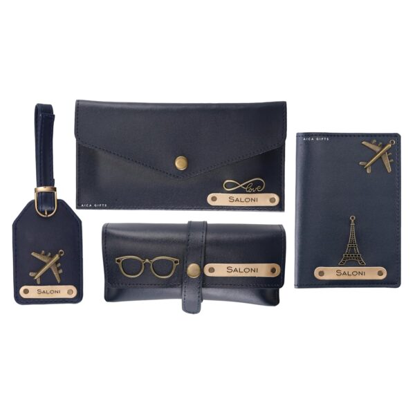AICA Personalized Name & Charm Leather Wallet Women’s Combo Giftset (Navy Blue) | Birthday Anniversary Wedding Gifts for Women - Image 2