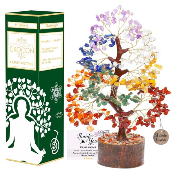 Crocon Seven Chakra Tree Of Life For Positive Energy - Feng Shui Decor, Fake Bonsai, Crystals And Healing Stones, Money Tree, Room Decor 7 Chakra, Stone, Healing Crystals, Spiritual Gifts - Image 9