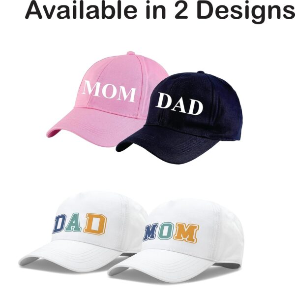 AICA Mom and Dad Cotton Cap Hat - Adjustable Size, 2pcs | Gifts for Mom Dad | Pregnancy Maternity Announcement Reveal Mom Dad to be Gifts Photo Shoot Props Ideas for Mom Dad Parents - Image 3