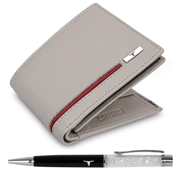 URBAN FOREST Stag Sand/Red Leather Wallet & Pen Combo Gift Set for Men - Image 2