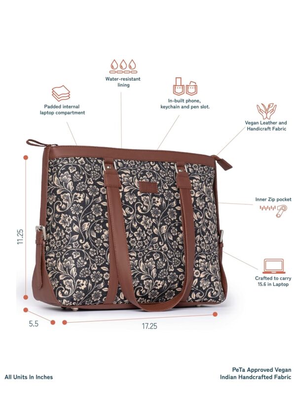 ZOUK Vegan Leather Women's Office Bag for 15.6 inch Laptop, MacBook - Image 4