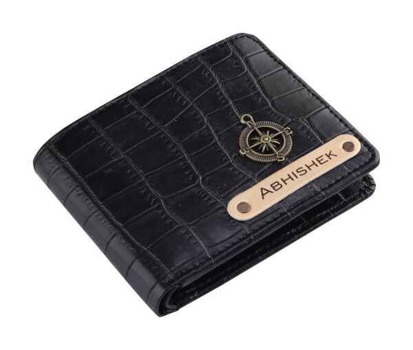 AICA Personalized Name & Charm Self – Textured Leather Mens Wallet (Black) | Birthday Wedding Anniversary Engagement Gifts for Men - Image 2