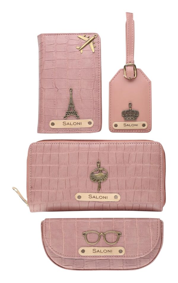 AICA Personalized Name & Charm Self-Textured Leather Wallet Women’s Combo Giftset (NudePink) | Birthday Anniversary Wedding Gifts for Women - Image 2