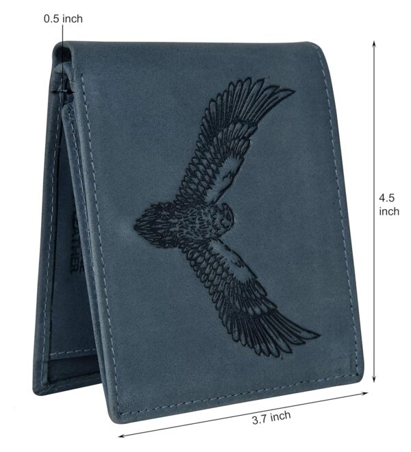 URBAN FOREST Zylo Vintage Blue Leather Wallet + Keychain + Pen Combo Gift Set for Men - Image 6