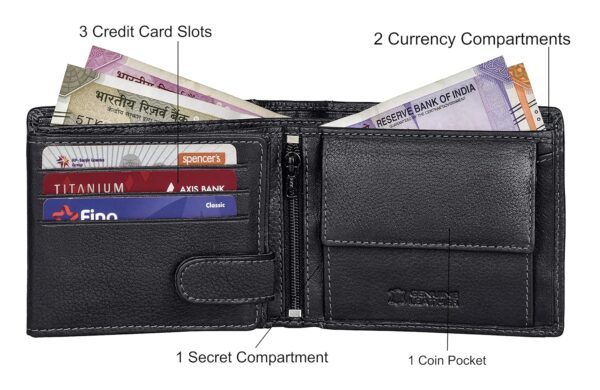 URBAN FOREST Brian Black Leather Wallet & Black Casual Belt Combo Gift Set for Men - Image 6