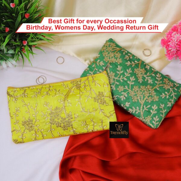 Trendifly Embroidery Wedding Return Gift for Women Wholesale Bridal Traveling potli Bag with Zipper for Ladies Baby Shower Shagun Purse Gifting Haldi Mehandi for Girl - Image 5