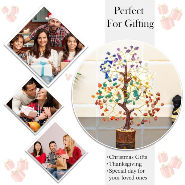 HindCraft Chakra Tree, Crystal Tree for Positive Energy - Crystals & Healing Stones - Feng Shui Seven Chakra Tree of Life Decor - Home Decorations for Living Room, 7 Chakra Tree, 200 Beads, 8-10" - Image 9