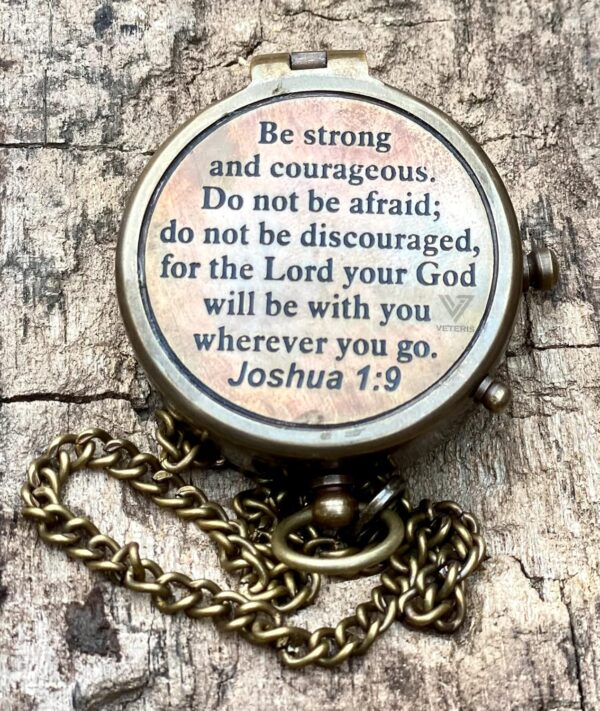 VETERIS Be Strong & Courageous Brass Compass | Engraved Religious Joshua 1:9 Quote Birthday Gift, Baptism Confirmation Gifts idea for Boy Girl Men Women (Be Strong & Courageous) - Image 4