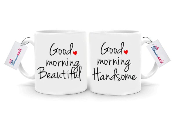 waohhARTZ Wedding Gift for Couples, Gift Item for Marriage, Couple Mugs for Husband and Wife, Ceramic Coffee Mug Set of 2 (11oz) White (2) Pcs - Image 2