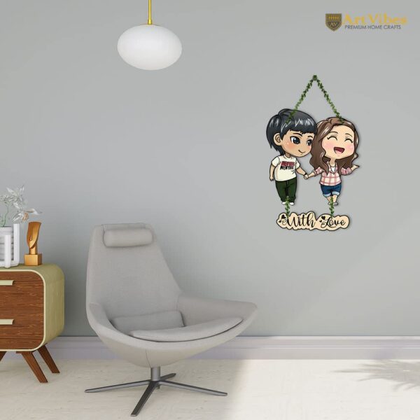 Artvibes Couple Wall Hanging For Home Decor | Couple Gifts For Valentine's Day | Items For Girlfriend Boyfriend Husband Wife | Art Piece For Bedroom (Wh_8306N) (Multi 12),Engineered Wood - Image 3