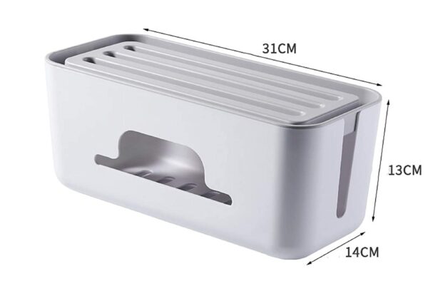 Xacton Cable Management Box - White | Wire Bin | Power Strip, Cords, Surge Protector Hiding Cover Organizer | Hide Loose Wire for Home Office Desk Desktop Floor & Keep Children and Pet Safe - Image 3