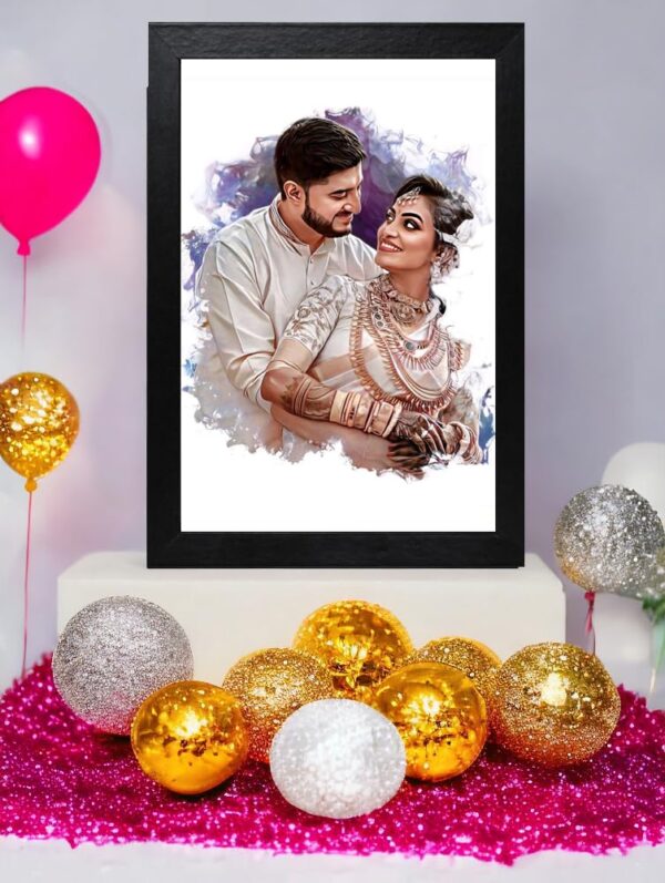 Vsk Sketch Art Photo Frame with Customized Handmate Digital Art Painting & Oil Painting For Birthday, Valentines Day, Wedding Day, Mothrs day,Fathers day (Black) - Image 6