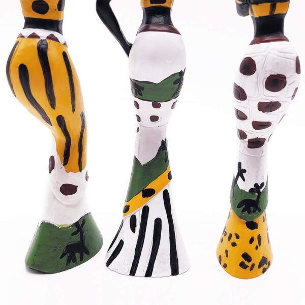 Xtore Beautiful Finish Uniquely Hand Crafted Home Action Dcor African Tribal Women Art Piece-(Set of 3,Multicolour),Resin - Image 5