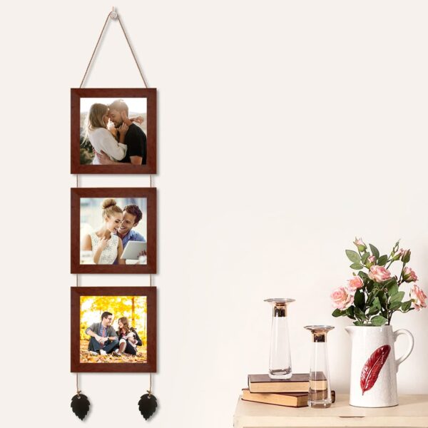 Art Street Photo Frame For Wall Set Wall Hanging Picture, Photo Frame For Home and Office Decoration (Set of 3, 5x5 Inch - Brown) - Image 3