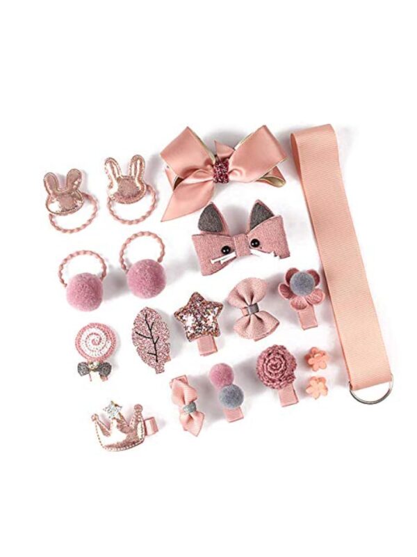 YouBella Hair Jewellery Clip Set for Baby Band for Girls (Pack of 18) (Pink) - Image 2