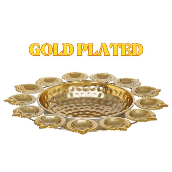 Webelkart Diya Shape Flower Decorative Urli Bowl for Home Handcrafted Bowl for Floating Flowers and Tea Light Candles Home,Office and Table Decor| Diwali Decoration Items for Home (14 Inches) - Image 5