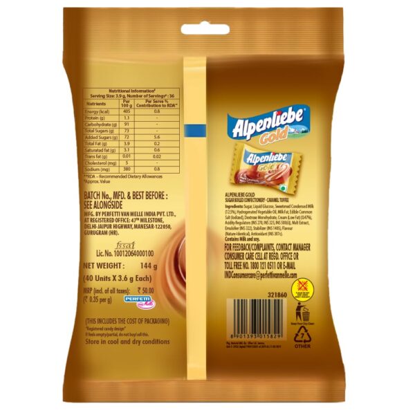 Alpenliebe Gold, Caramel Candy, 144 g (40 Pieces) - Image 4