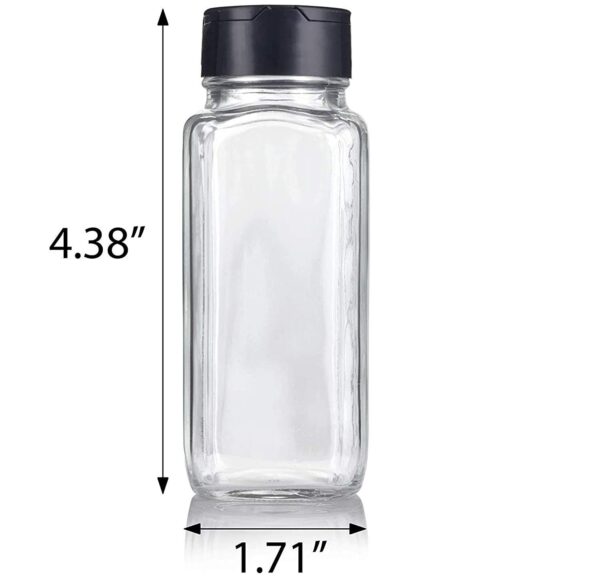Vasukie Salt & Pepper Square Glass Spice Jar with Black Sifter Two Sided Sifter Cap,Masala jar Spice Container (Each Bottle 120ml) (4 Piece) - Image 4