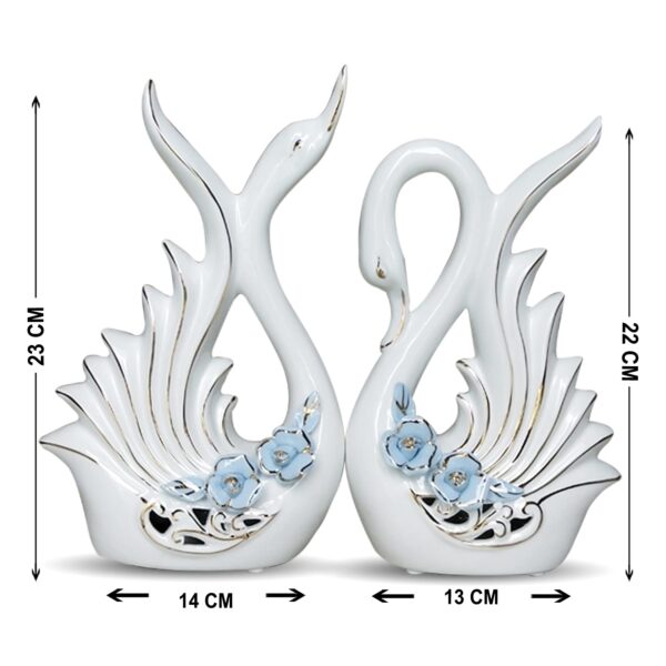 Xtore¨ Modern Elite Swan Pair Ceramic Art Figure | Beautiful Home Decor (Set of 2, White) - Image 5