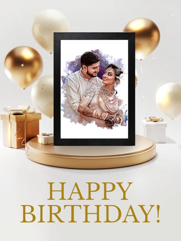 Vsk Sketch Art Photo Frame with Customized Handmate Digital Art Painting & Oil Painting For Birthday, Valentines Day, Wedding Day, Mothrs day,Fathers day (Black) - Image 5