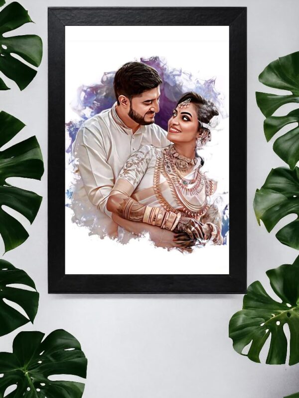 Vsk Sketch Art Photo Frame with Customized Handmate Digital Art Painting & Oil Painting For Birthday, Valentines Day, Wedding Day, Mothrs day,Fathers day (Black) - Image 7