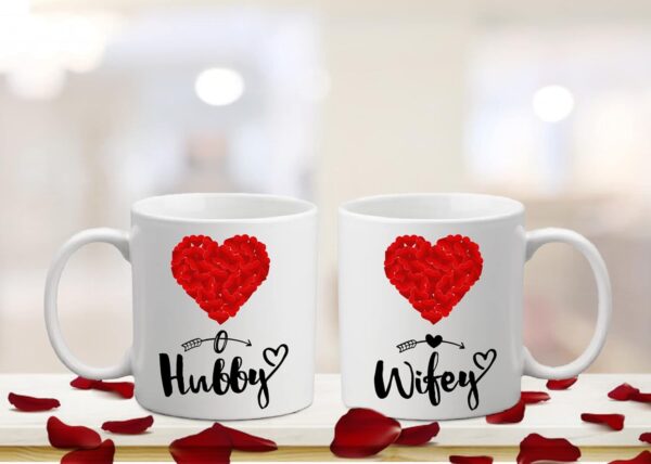 waohhARTZ Marriage Anniversary Gift for Wife, Gift Items for Marriage Wedding, 2 Ceramic Coffee Mugs, 2 Wooden Coaster (Mug_Coaster) - Image 3