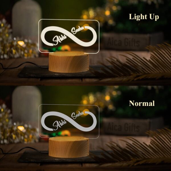 AICA Acrylic Personalized Couple Name Infinity Led Lamp- Wedding Anniversary Marriage Valentine Gifts For Couple Friends Husband Wife, Brown - Image 6