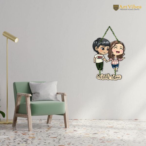 Artvibes Couple Wall Hanging For Home Decor | Couple Gifts For Valentine's Day | Items For Girlfriend Boyfriend Husband Wife | Art Piece For Bedroom (Wh_8306N) (Multi 12),Engineered Wood - Image 4