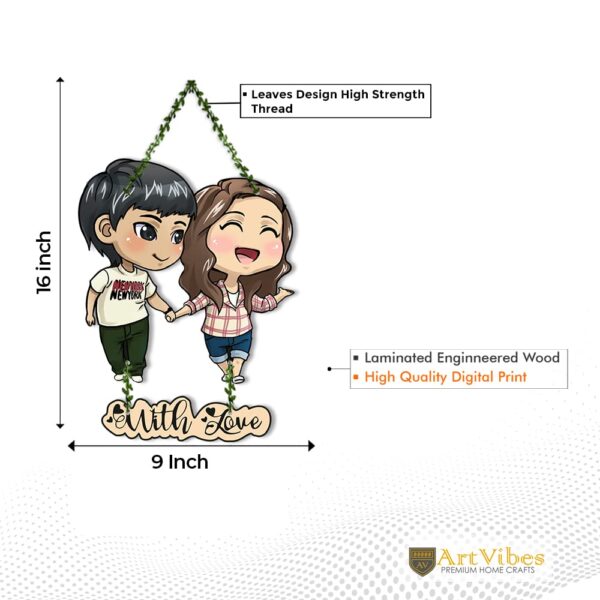 Artvibes Couple Wall Hanging For Home Decor | Couple Gifts For Valentine's Day | Items For Girlfriend Boyfriend Husband Wife | Art Piece For Bedroom (Wh_8306N) (Multi 12),Engineered Wood - Image 6