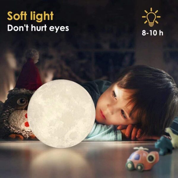 3D Moon Lamp 7 Colour 15 cm Changeable Sensor Moon Night Lamp for Bedroom, Touch Lamp, Moonlight Lamp with Stand & USB for Bedside, Valentine Gifts, Festival Gifts, Corporate Gifts, Wedding Gift - Image 9