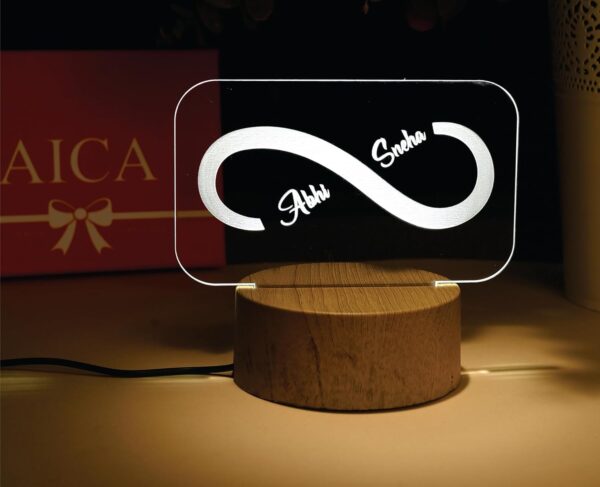 AICA Acrylic Personalized Couple Name Infinity Led Lamp- Wedding Anniversary Marriage Valentine Gifts For Couple Friends Husband Wife, Brown - Image 2