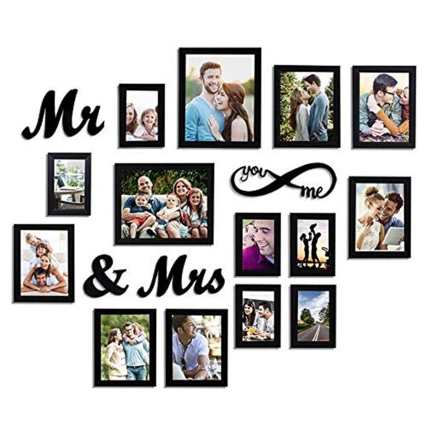 Art Street You Me Infinity - Mr & Mrs Set Of 14 Individual Black Wall Photo Frame For Couples And Wedding Gifts, Valentine Day Gift (Mix Size - 6-6X8, 6-4X6, 2-8X10) With Mdf Plaque - Image 3