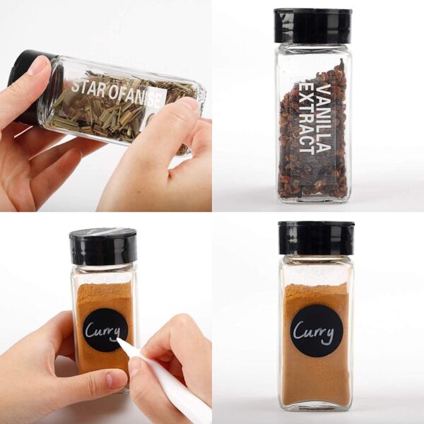 Vasukie Salt & Pepper Square Glass Spice Jar with Black Sifter Two Sided Sifter Cap,Masala jar Spice Container (Each Bottle 120ml) (4 Piece) - Image 5