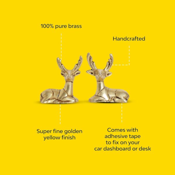 10Club Brass Deer for Home Decor - 2 Piece (6.5 inches, 300 Grams) - 100% Pure Brass | Decorative Brass Deer (Hiran) for Desk, Car, and Home Decor | Yellow Antique Finish - Ideal for Gifting - Image 7