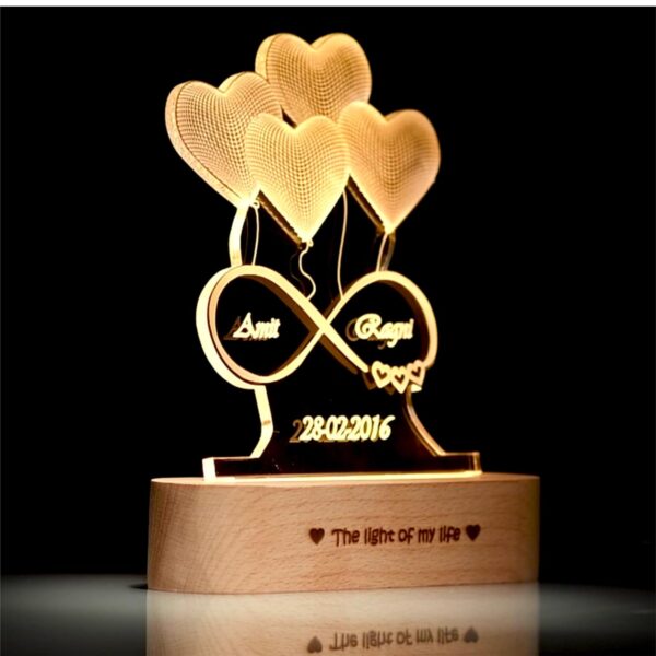 ZOCI VOCI Anniversary Gift for Wife - 3D Illusion Heart Lamp | Engraved Night Lamps Personalized Gifts for Wedding Customized Gifts for Couple | Marriage Gifts (3D Illusion - Medium) - Image 6