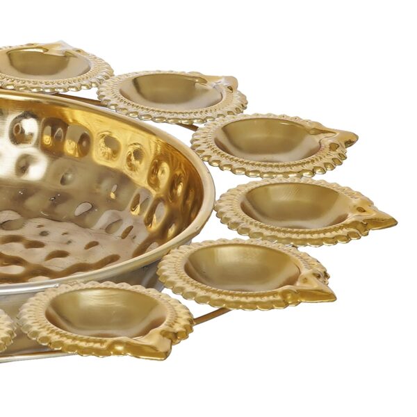 Webelkart Diya Shape Flower Decorative Urli Bowl for Home Handcrafted Bowl for Floating Flowers and Tea Light Candles Home,Office and Table Decor| Diwali Decoration Items for Home (14 Inches) - Image 6