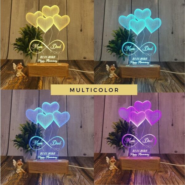 Artistic Gifts 3D Illusion Personalized LED Table Lamp for Couples| Neon Light Customized Name Night Lamp for Wedding Anniversary Marriage Couple Gifts for Parents, Wife, Husband. Multi Design 5 - Image 3