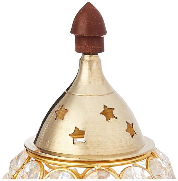 Amazon Brand - Solimo Akhand Diya/Oil Lamp for Puja, Home Décor and Diwali, Matki Shape, Brass-and-Crystal (Medium) - Image 10