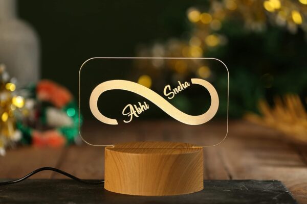 AICA Acrylic Personalized Couple Name Infinity Led Lamp- Wedding Anniversary Marriage Valentine Gifts For Couple Friends Husband Wife, Brown - Image 3