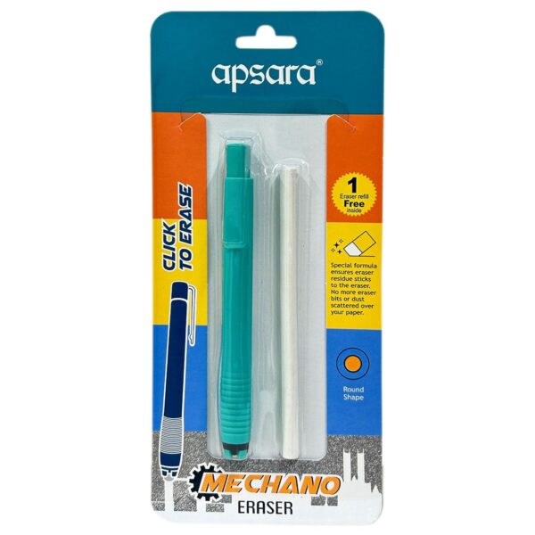 Apsara Mechano Eraser, Click Mechanism Eraser, Residue-Free Erasing, Comfortable Grip Handle, Clean Eraser with Plastic Container, Long Lasting Eraser for Students & Artist, Pack of 1 Eraser - Image 2