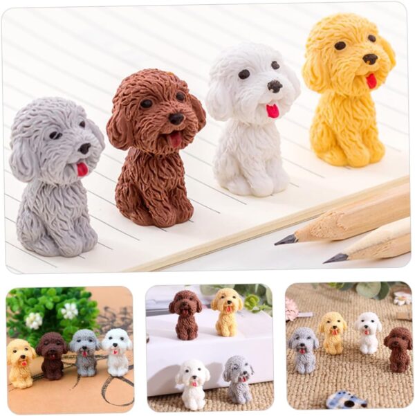 AK-Store (Set of 4) 3D Cartoon Animal Shape Rubber Pencil Erasers, Stationery for Kids School Boys Girls, Birthday Return Gifts (Dog Pups) - Image 5