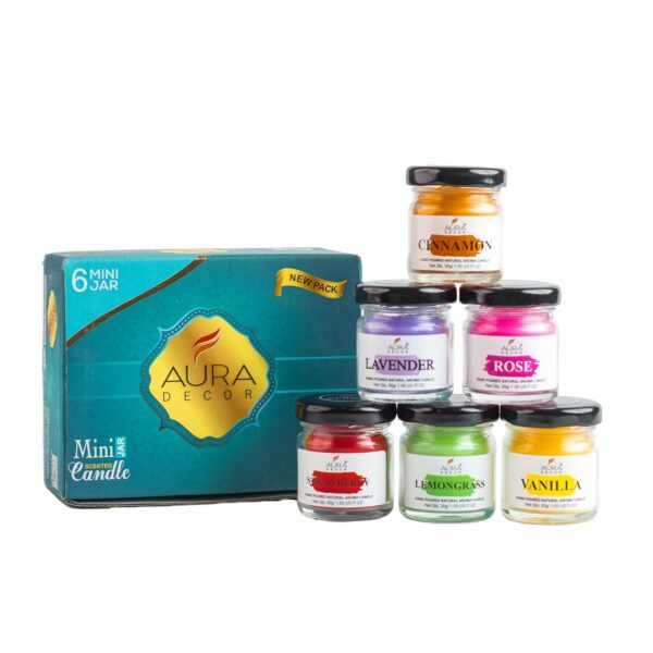 AuraDecor Fragrance Jar Candle Set of 6 || Fragrance Candles for Home || Scented Candles || Jar Candles || Fragrance Candle || Home Decoration(Paraffin Wax) - Image 2